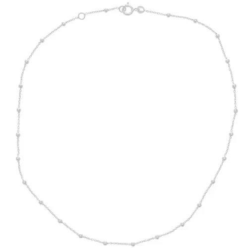 Gargantilla de malla Forçat alternando cuentas redondas (1x1) 2,5 mm - Plata 925 x38cm