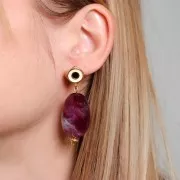 Cuenta acrílica opaca plana 30x23 mm - Morado oscuro x1