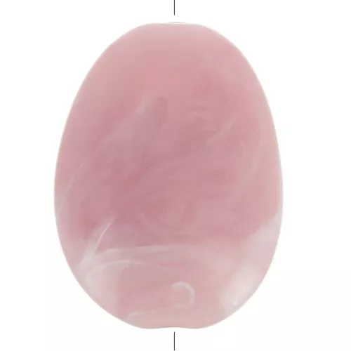 Cuenta plana de acrílico 30x23 mm - Rosa viejo jaspeado x1