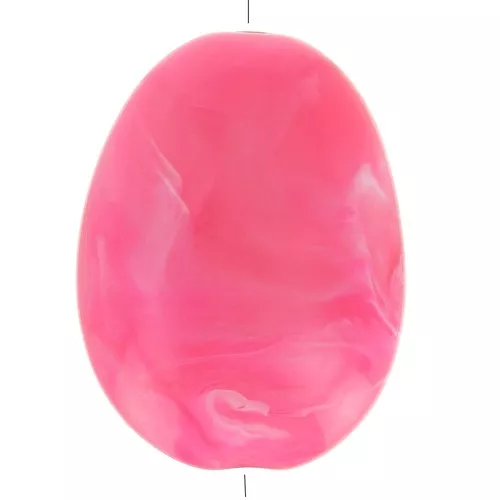 Cuenta plana de acrílico 30x23 mm - jaspeado fucsia x1