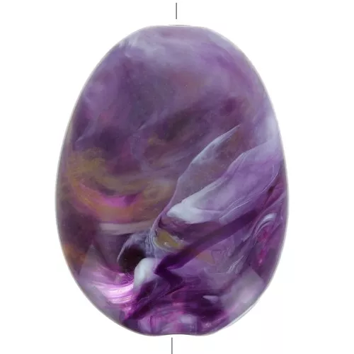 Cuenta plana de acrílico 30x23 mm - Morado oscuro jaspeado x1