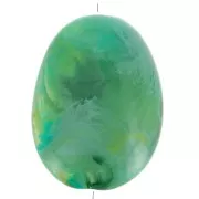 Cuenta plana de acrílico 30x23 mm - Verde jaspeado x1