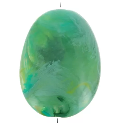 Cuenta plana de acrílico 30x23 mm - Verde jaspeado x1