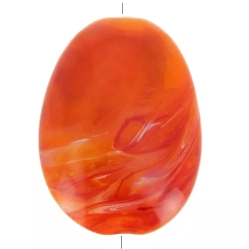 Cuenta acrílica plana 30x23 mm - Naranja jaspeado x1