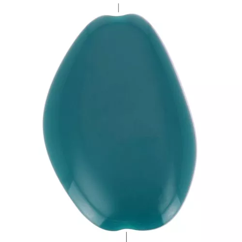 Cuenta acrílica plana irregular opaca 38x26 mm - Azul pato x1