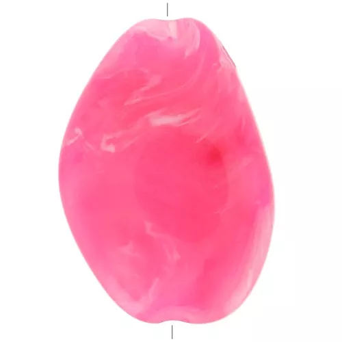 Cuenta acrílica plana irregular 38x26 mm - Fucsia jaspeado x1