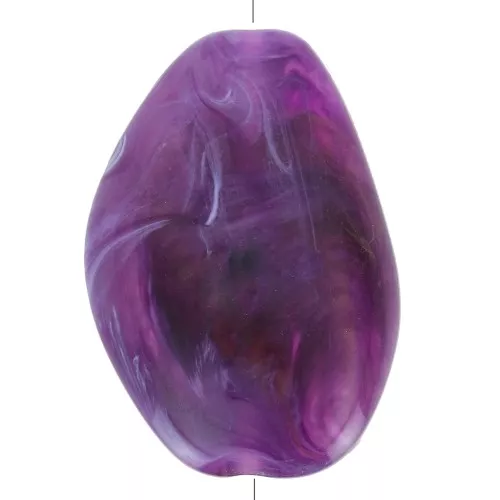 Cuenta plana irregular de acrílico 38x26 mm - Morado oscuro jaspeado x1