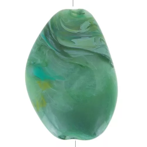 Cuenta acrílica plana irregular 38x26 mm - Verde jaspeado x1