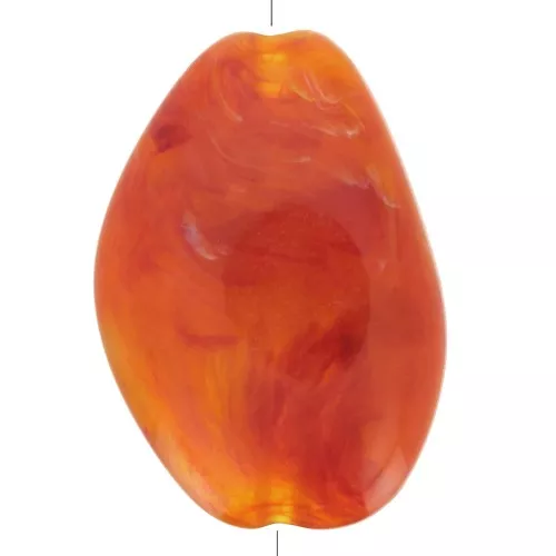Cuenta plana irregular acrílica 38x26 mm - Naranja jaspeado x1