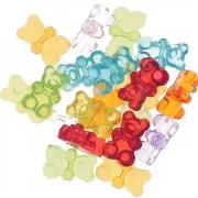 Juego de cuentas osito 19x12 mm - Agujero horizontal - Multicolor x10