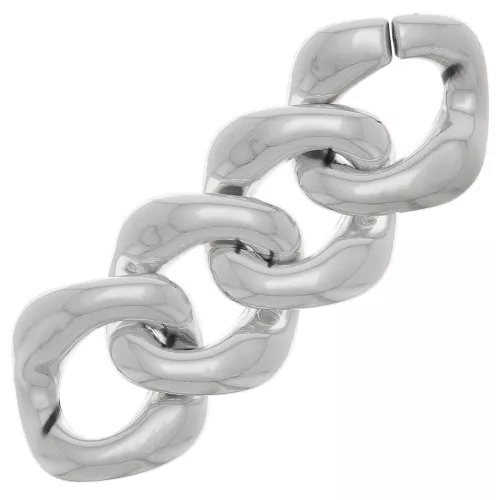 Eslabón acrílico cuadrado trenzado 31x29 mm - Plateado x1