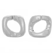 Eslabón acrílico cuadrado trenzado 31x29 mm - Plateado x1