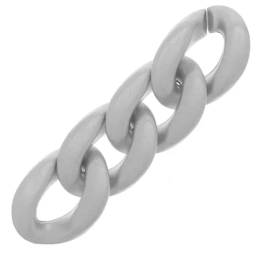 Eslabón ovalado de plástico trenzado 28x20 mm - Plateado mate x1