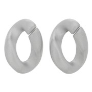 Eslabón ovalado de plástico trenzado 28x20 mm - Plateado mate x1