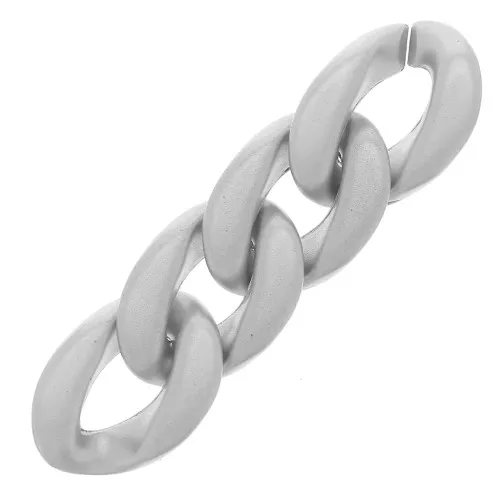 Eslabón ovalado de plástico trenzado 23x16 mm - Plateado mate x1