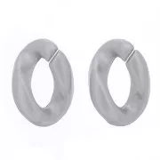 Eslabón ovalado de plástico trenzado 23x16 mm - Plateado mate x1