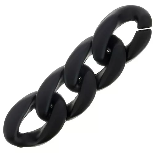 Eslabón ovalado de plástico trenzado 23x16 mm - Negro mate x1