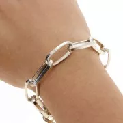 Cadena de aluminio Malla rectangular 10,3 mm - eslabones abiertos - Rodio x1m