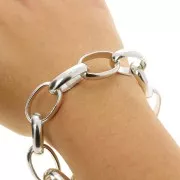 Cadena de aluminio Jaseron oval 15 mm - eslabones abiertos - Rodio x50cm