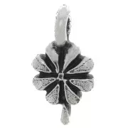 Breloque fleur 12.5x7 mm - Argenté vieilli x1