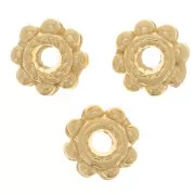 Arandelas estampadas - Forma de flor 6 mm - Dorado con oro fino x6