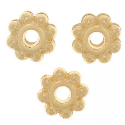 Redondeles efecto flor de 6 mm - Dorado con oro fino x5