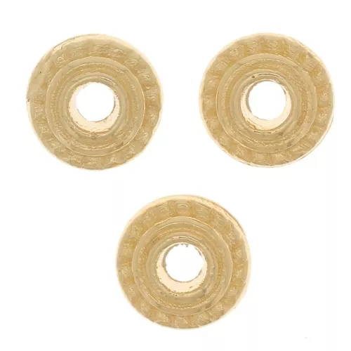 Redondeles trabajados y acanalados 5 mm - Dorado con oro fino x6