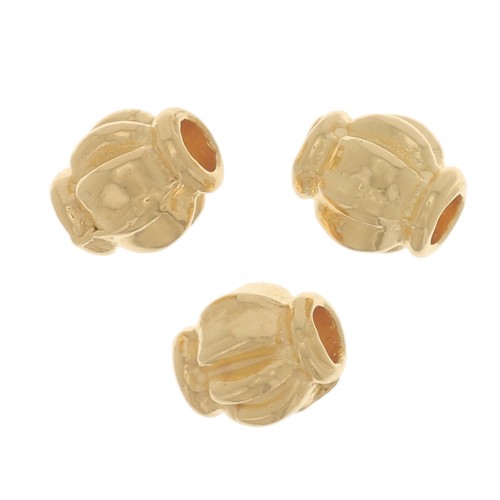 Cuentas trabajadas 4x3,5 mm - Dorado con oro fino x10