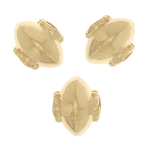 Perlas de tortuga aplanadas 4x5 mm - Dorado con oro fino x6