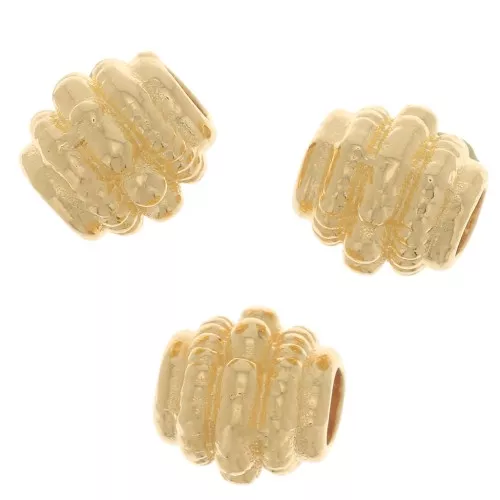 Cuentas de tubo redondo aplanado 6x7 mm - Dorado con oro fino x5