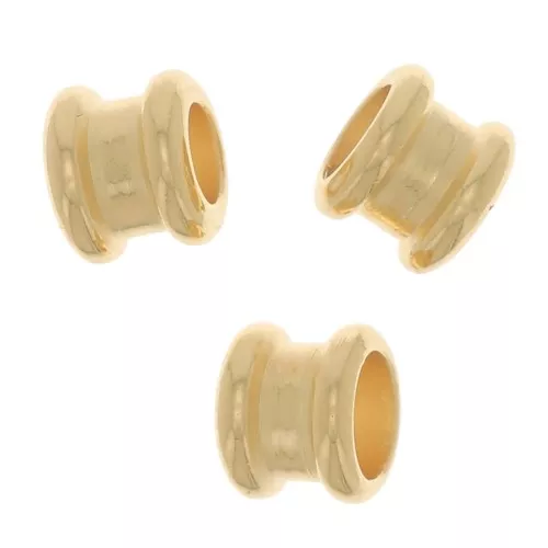 Minicuentas de tubo de 3x4 mm - Dorado con oro fino x6
