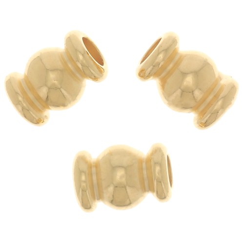 Perlas de tubo redondeadas 5x3 mm - Dorado con oro fino x5