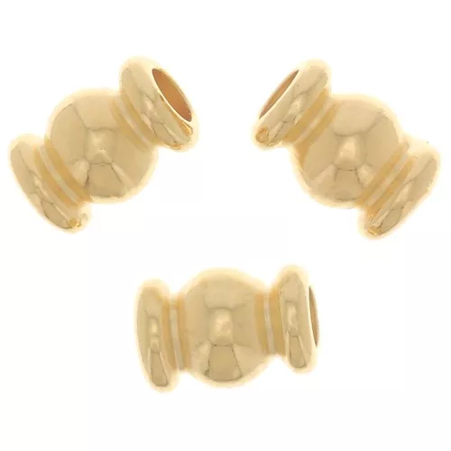 Perlas de tubo redondeadas 5x3 mm - Dorado con oro fino x5