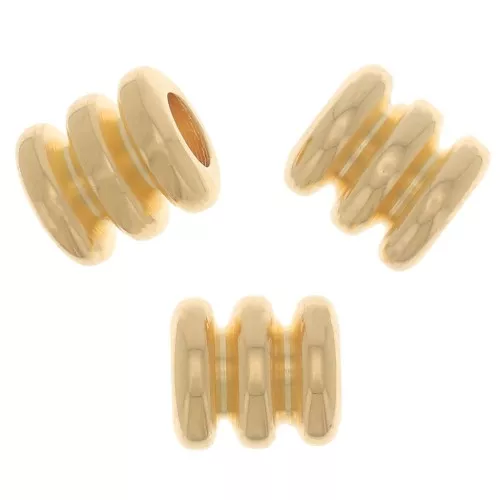Perlas trabajadas tubos 5x5 mm - Dorado con oro fino x5