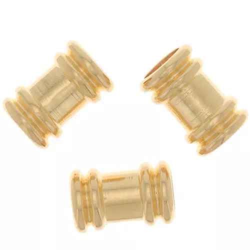 Perlas trabajadas tubos 9x6 mm - Dorado con oro fino x5