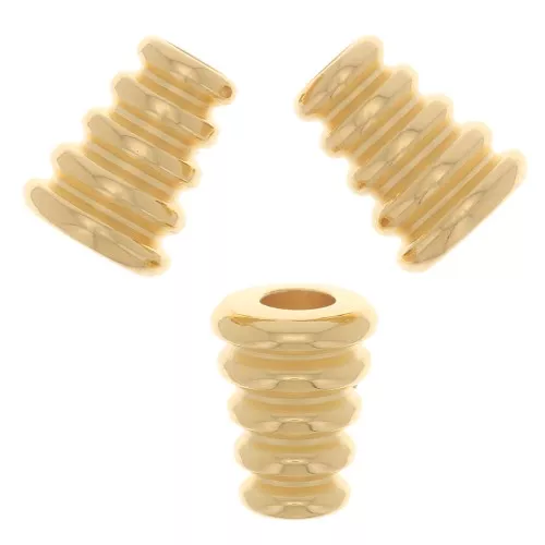 Cuentas cónicas trabajadas 8x6 mm - Dorado con oro fino x5