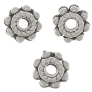 Rondeles trabajados - Forma de flor 6 mm - Chapado en plata antigua x6|raw }}