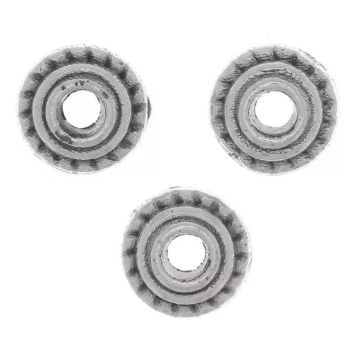 Cuentas redondas trabajadas y acanaladas de 5 mm - Plateado antiguo x6