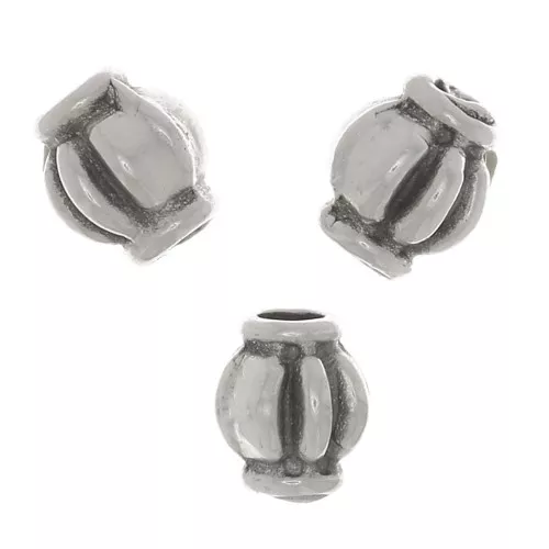 Cuentas trabajadas 4x3,5 mm - Chapado plateado fino envejecido x10