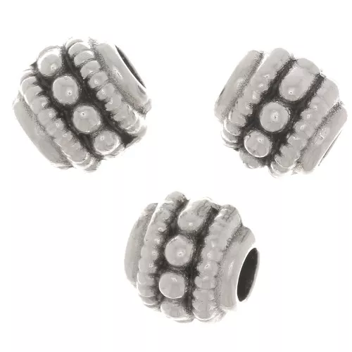 Cuentas de tubo redondo aplanado 6x7 mm - Plateado antiguo x5
