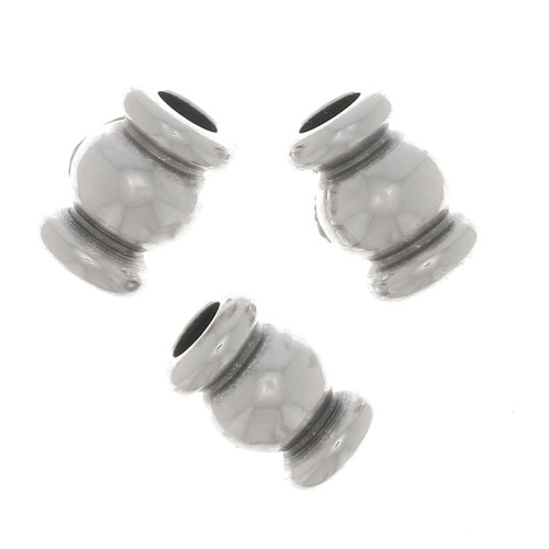 Cuentas de tubo redondeadas 5x3 mm - Chapado en plata antigua x5