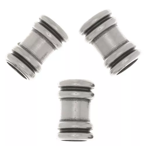 Cuentas de tubo trabajadas de 9x6 mm - Plateado antiguo x5