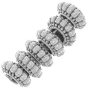 Cuentas redondas trabajadas 7 mm - Plateado antiguo x6