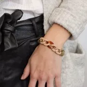 Eslabón ovalado de plástico trenzado 23x16 mm - Dorado mate x1