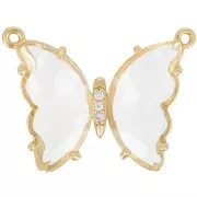 Entrepieza de mariposa de cristal con óxido de zirconio 22x29 mm - Dorado Transparente x1