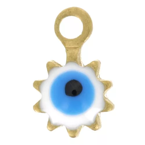 Mini colgantes redondos - Motivo de ojo de resina epoxi de 4 mm - Oro - Blanco - Azul x10