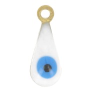 Charms gotas - motivo ojo en resina epoxi 10,5x4 mm - Oro - Blanco - Azul x5