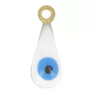 Charms gotas - motivo ojo en resina epoxi 10,5x4 mm - Oro - Blanco - Azul x5
