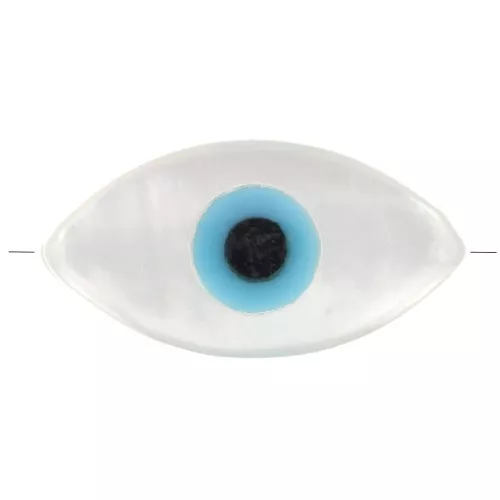 Cuenta de ojo de nácar 10x5 mm - Natural - Azul x1