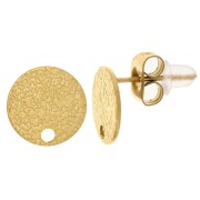 Pendientes de disco martillado de 10 mm con un agujero - Acero inoxidable 304 oro x2|raw }}